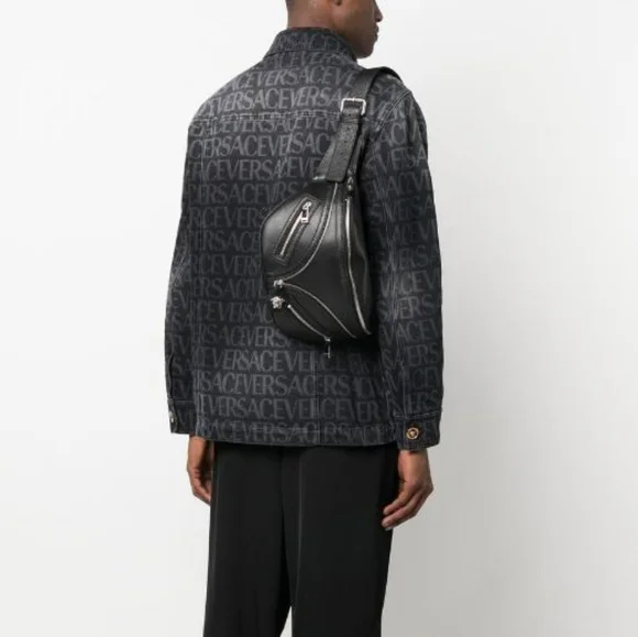 New 💯 Authentic Versace Moto Leather Belt Bag - Picture 1 of 17